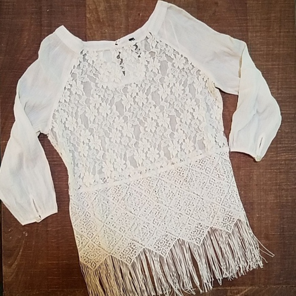 Free People Lace Fringe Tunic